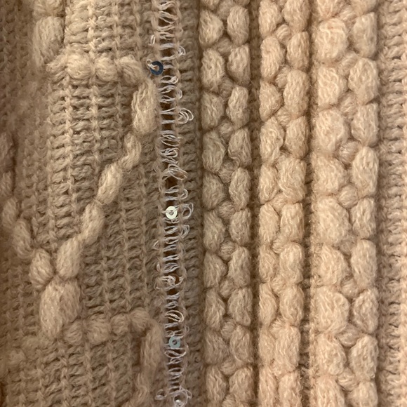 LVS Collection Open Cardigan Poncho Lightweight Peach Fringed One Size EUC - Picture 7 of 9